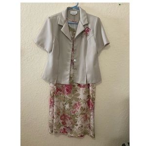 Pink Floral and Beige / Tan Dress with Jacket